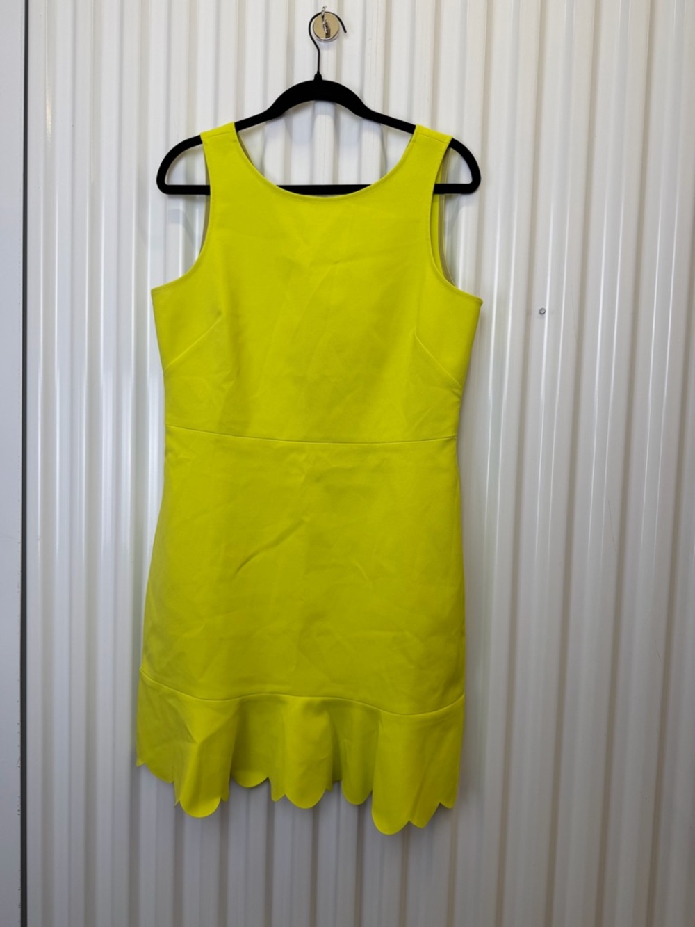 J.Crew Neon Yellow Dress Size 10 Scallop Hem Fit & Flare Sleeveless - Picture 2 of 4